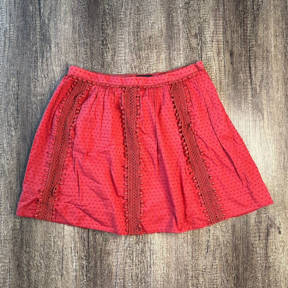 J.Crew Coral Red Swiss Dot Lace Skirt - Size 4
